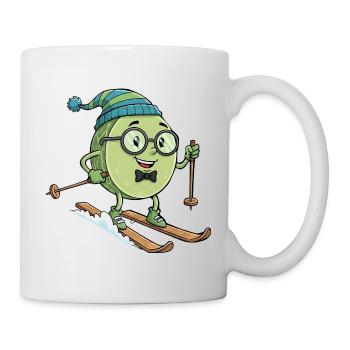 Brussels sprouts on skis fun winter skiing - Mug - white - Right