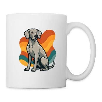 weimaranerWHund in retro wave pattern - Mug - white - Right