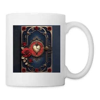 Montre Art Déco avec Roses - Mug blanc - blanc - Droite