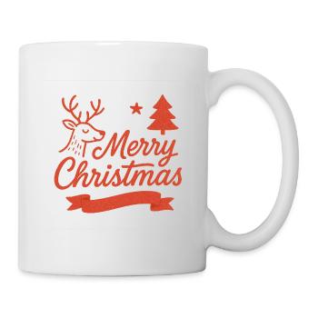 Merry Christmas Hirsch Motiv - Tasse - Weiß - Rechts
