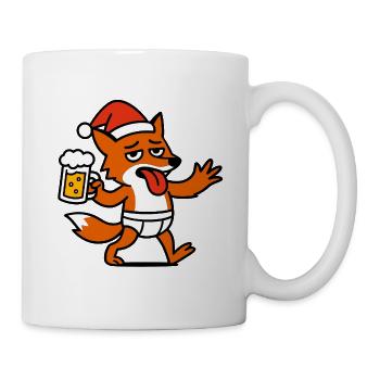 Wald Fuchs Santa Weihnachtsmütze Bier Unterhose - Tasse - Weiß - Rechts