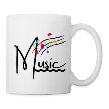 Kolorierte Musiknoten - Tasse - Weiß - Rechts