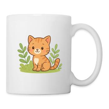 Kuschelkätzchen im Grün - Tasse - Weiß - Rechts