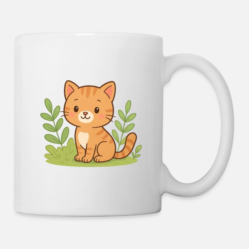 Cuddly kitten in the green - Mug - white