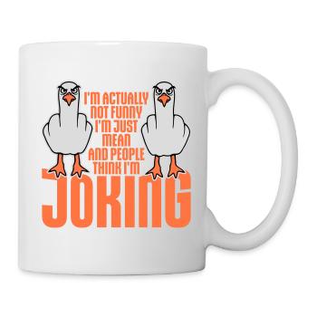 Doigt d’honneur Seagull Pas drôle Les gens méchants pensent à la blague - Mug blanc - blanc - Droite