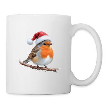 Chapeau de Père Noël Robin sur branche - Mug blanc - blanc - Droite