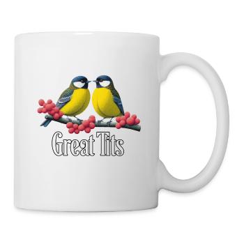 Great Tits Duo on Red Berries - Mug - white - Right