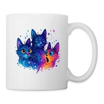 Trio de chats néon Galaxy - Mug blanc - blanc - Droite
