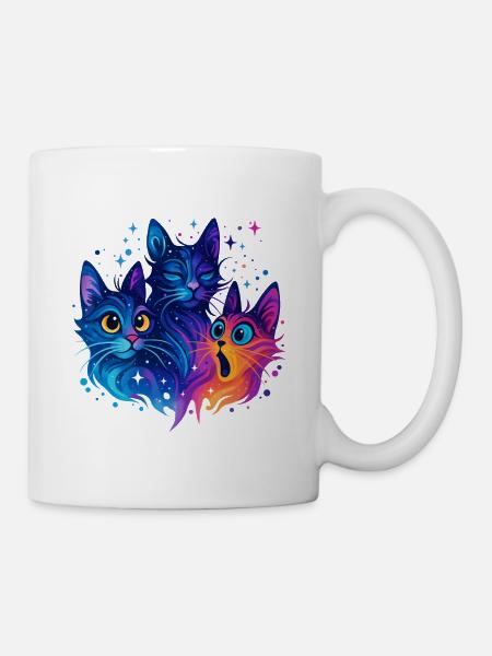 Neon Galaxy Cats Trio - Mug - white