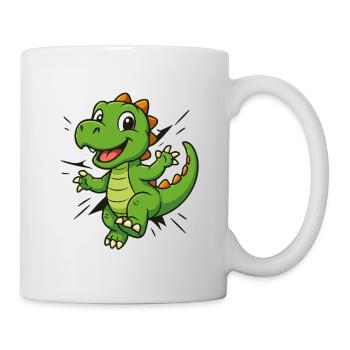 Süßer Comic Dino –  Kinder & Dinosaurier Fans - Tasse - Weiß - Rechts