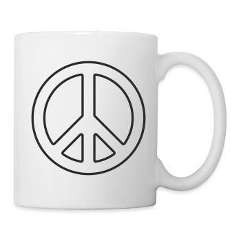 Friedenssymbol Lineart Schwarz Weiß - Tasse - Weiß - Rechts