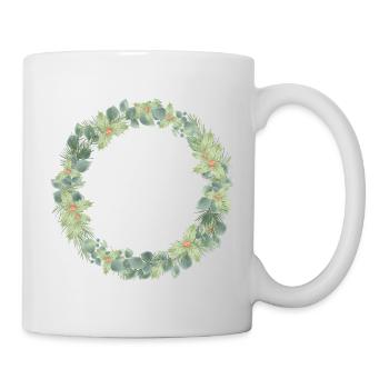 Delicate Christmas wreath with wintergreen and berries - Mug - white - Right
