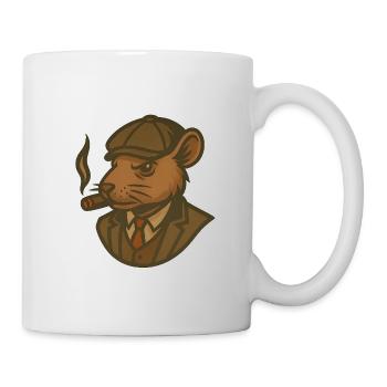 Rat en costume avec cigare - Mug blanc - blanc - Droite
