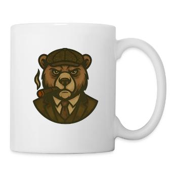 Bear in suit and beret with cigar - Mug - white - Right