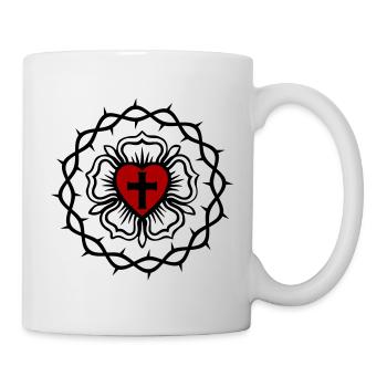 Lutheran rose and Crown of thorns - Mug - white - Right