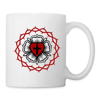 Lutheran rose and Crown of thorns - Mug - white - Right