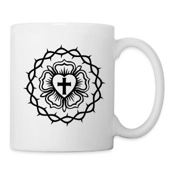 Lutheran rose and Crown of thorns - Mug - white - Right