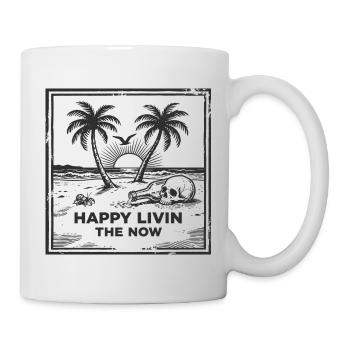 T-shirt vintage tête de mort de plage – Happy Livin - Mug blanc - blanc - Droite
