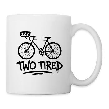 Two Tired – Funny Bicycle Word Game - Mug - white - Right