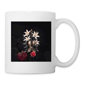 Violon en lys et roses de nuit - Mug blanc - blanc - Droite