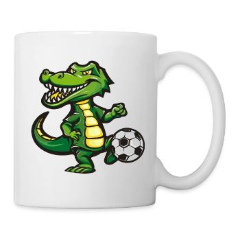 Krokodil Fußballheld Karikatur - Tasse - Weiß - Rechts