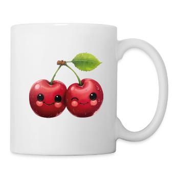 Cerises avec un visage - Mug blanc - blanc - Droite