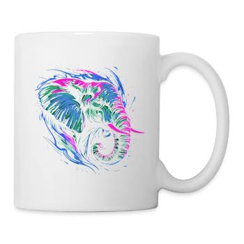 Éléphant Afrique Safari Nature sauvage Néon coloré - Mug blanc - blanc - Droite