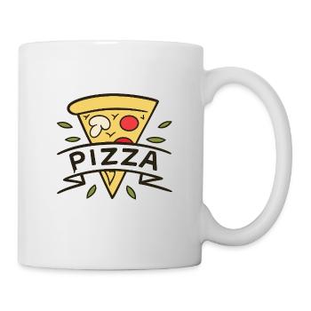 Slice and joy cartoon pizza - Mug - white - Right