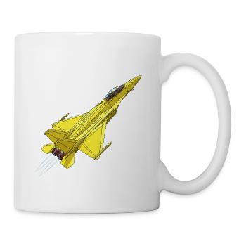 Croquis de chasseur à réaction jaune - Mug blanc - blanc - Droite