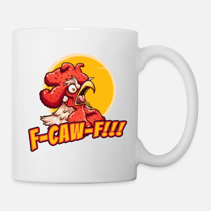 Wütender Hahn kräht f-caw-f - Tasse - Weiß