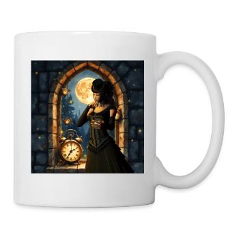 Victorian moon in stone tower - Mug - white - Right