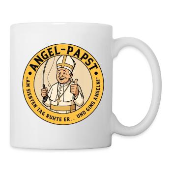 Der Angel-Papst - Lustiges Motiv für Angler - Tasse - Weiß - Rechts
