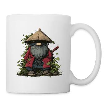 Lustiger Ninja-Gartenzwerg mit Schwert - Tasse - Weiß - Rechts