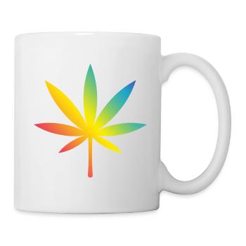 Cannabis / Marihuana / Hanf (Rainbow / Verlauf) - Tasse - Weiß - Rechts