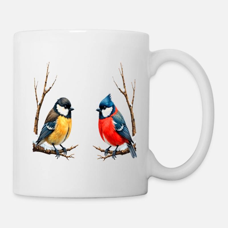 Zwillingssingvögel im Winter - Tasse - Weiß