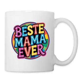 Beste Mama Ever - Bunte Retro Schrift - Tasse - Weiß - Rechts