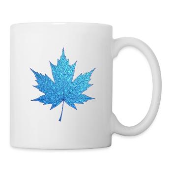 Geometric Blue Maple Leaf Print - Mug - white - Right