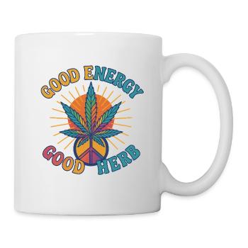 Good Energy Good Herb – Hippie Retro Design - Tasse - Weiß - Rechts