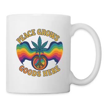 Peace Grows – Retro Hippie Design with Hemp Leaf & - Mug - white - Right