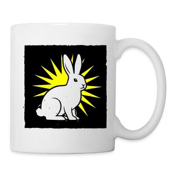 Cool bunny in punk rock & pop art style - Mug - white - Right