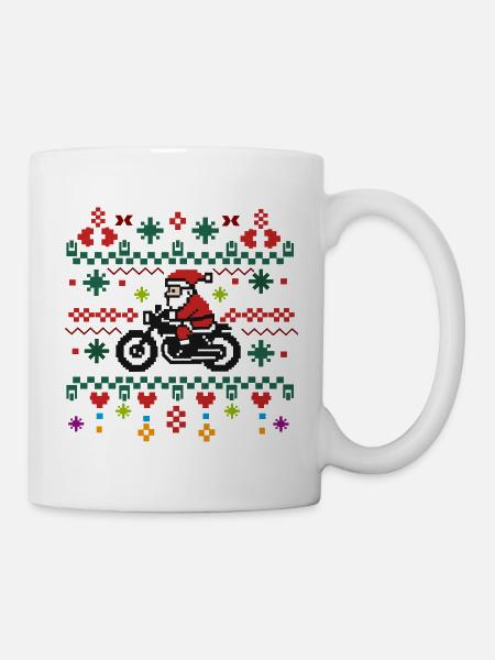 Noël laid – Le Père Noël dans le style rétro pixel - Mug blanc - blanc