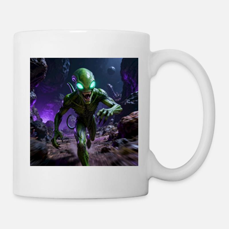 Extraterrestre vert aux yeux brillants - Mug blanc - blanc