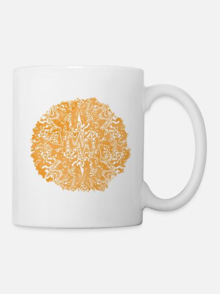 Orangene Tie-Dye Kreismuster - Tasse - Weiß