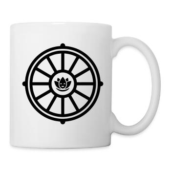 Dharma Rad mit Lotus | Buddhismus Symbol - Tasse - Weiß - Rechts