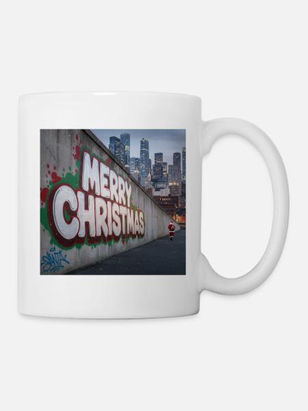 Urban Weihnachtsgraffiti von Santa - Tasse - Weiß
