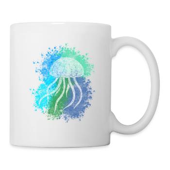 Zentangle-Qualle - Tasse - Weiß - Rechts