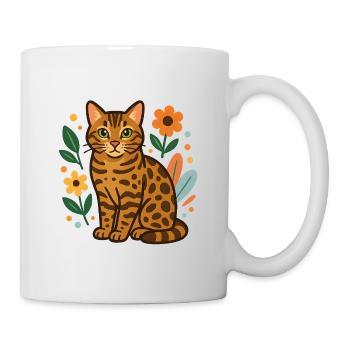Bengal cat among flowers - Mug - white - Right
