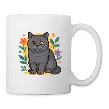 British Shorthair Cat in Flower Circle - Mug - white - Right