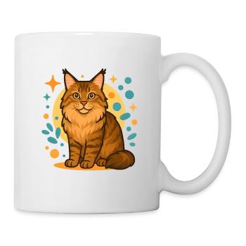 Maine Coon cat in colorful circles - Mug - white - Right
