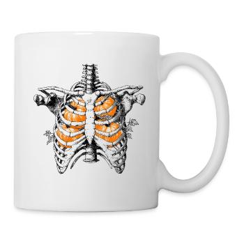 Côtes de citrouille Squelette Torse avec citrouilles - Mug blanc - blanc - Droite